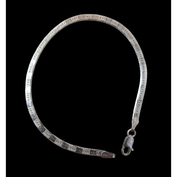 Vior Jewelry - Vior 925 Sterling Silver Vntg Snake Chain Bracelet With Lobster Clasp Italy